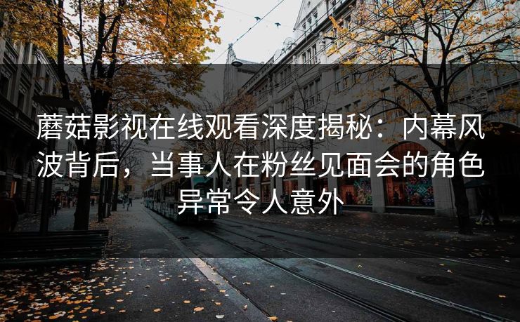 蘑菇影视在线观看深度揭秘：内幕风波背后，当事人在粉丝见面会的角色异常令人意外