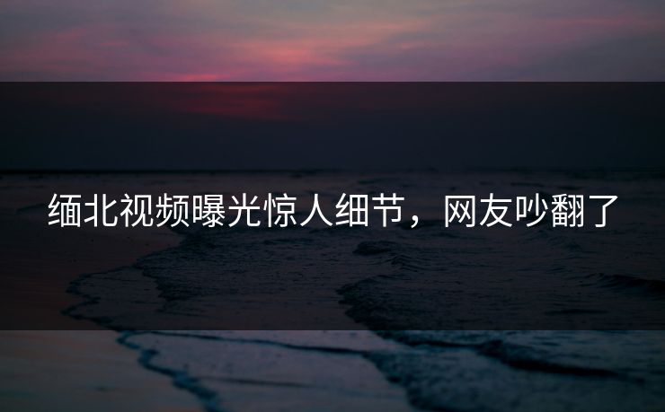 缅北视频曝光惊人细节，网友吵翻了