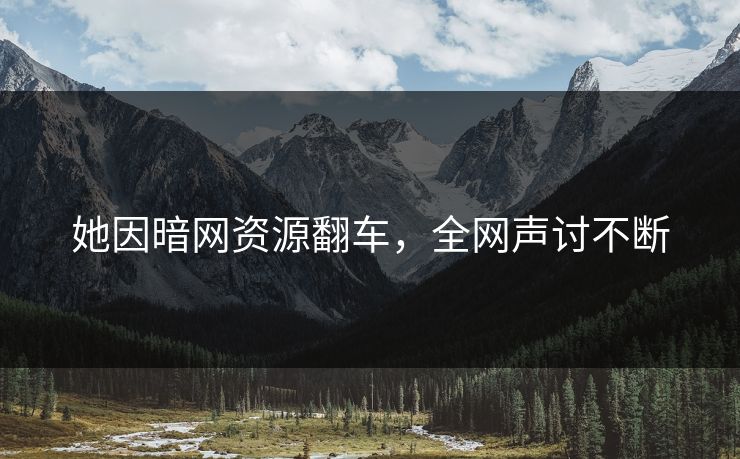 她因暗网资源翻车，全网声讨不断