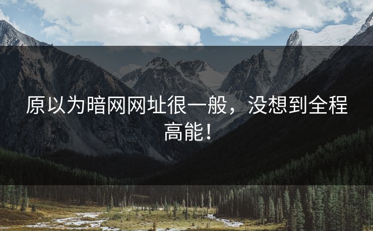 原以为暗网网址很一般，没想到全程高能！