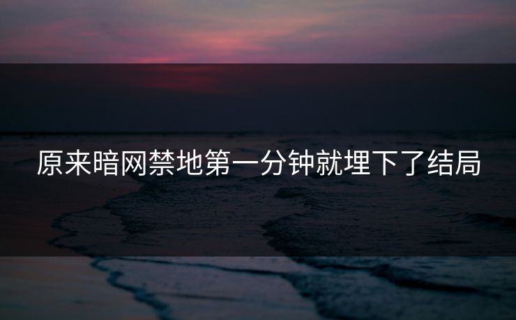 原来暗网禁地第一分钟就埋下了结局