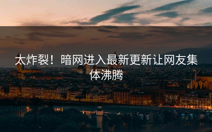 太炸裂！暗网进入最新更新让网友集体沸腾