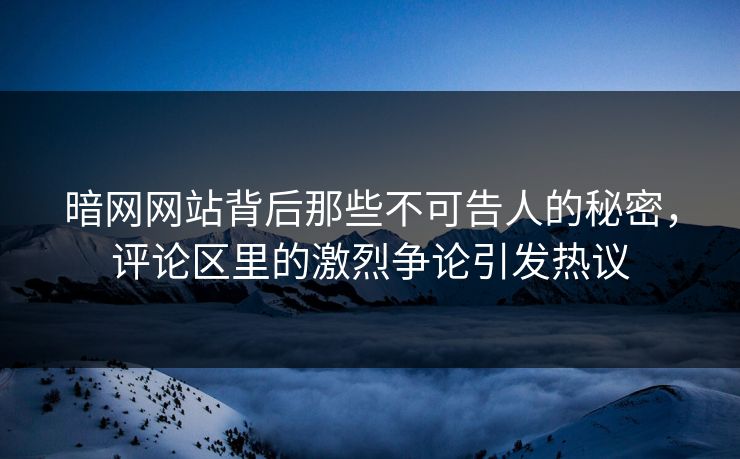 暗网网站背后那些不可告人的秘密，评论区里的激烈争论引发热议