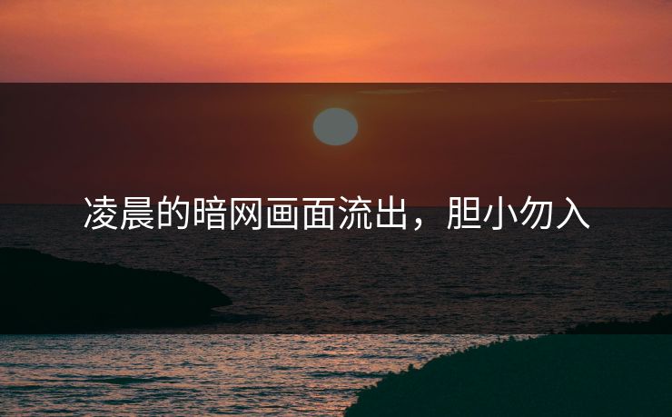 凌晨的暗网画面流出，胆小勿入