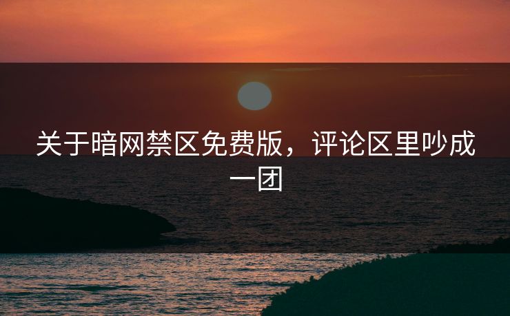 关于暗网禁区免费版，评论区里吵成一团