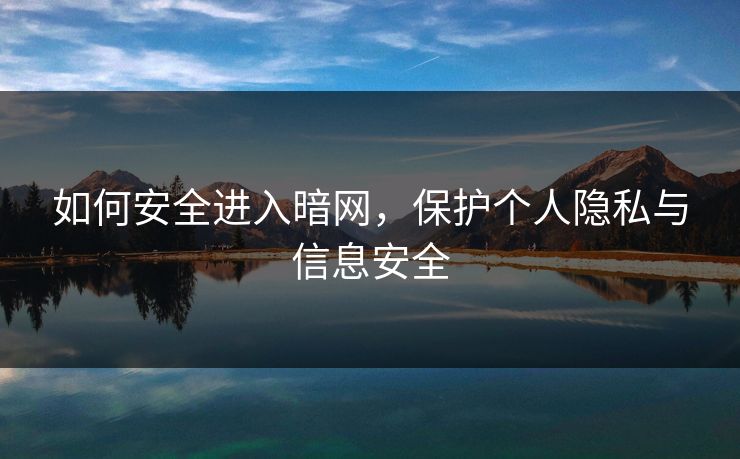 如何安全进入暗网，保护个人隐私与信息安全