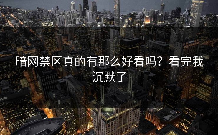 暗网禁区真的有那么好看吗？看完我沉默了