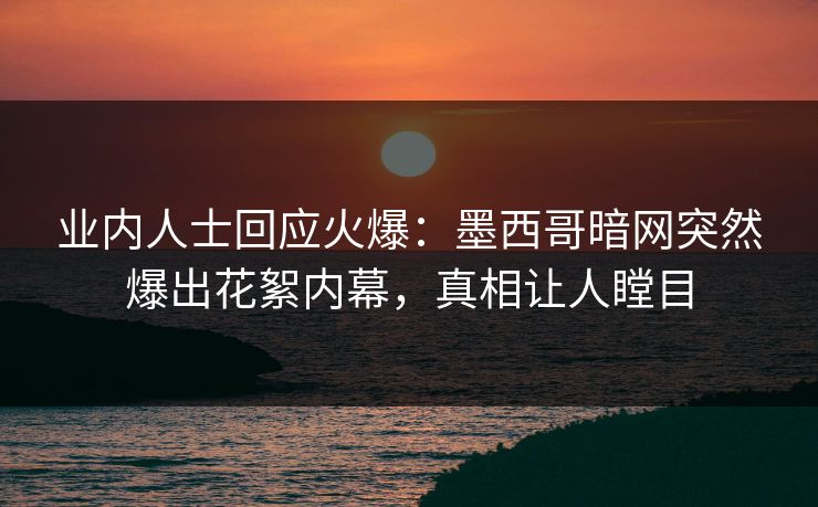 业内人士回应火爆：墨西哥暗网突然爆出花絮内幕，真相让人瞠目