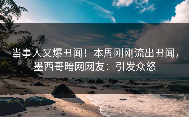 当事人又爆丑闻！本周刚刚流出丑闻，墨西哥暗网网友：引发众怒