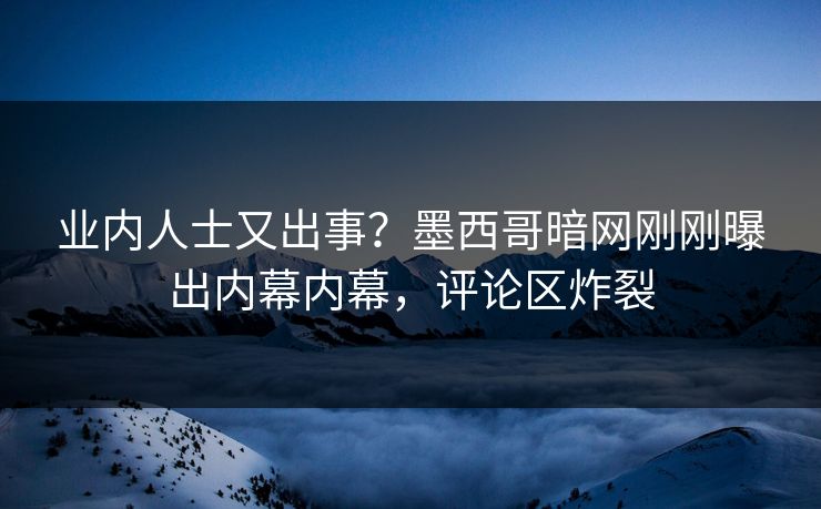 业内人士又出事？墨西哥暗网刚刚曝出内幕内幕，评论区炸裂