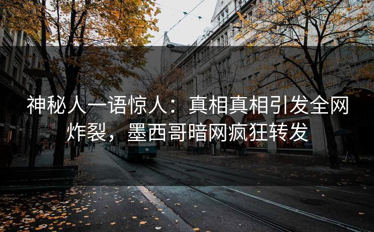 神秘人一语惊人：真相真相引发全网炸裂，墨西哥暗网疯狂转发