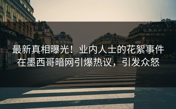 最新真相曝光！业内人士的花絮事件在墨西哥暗网引爆热议，引发众怒