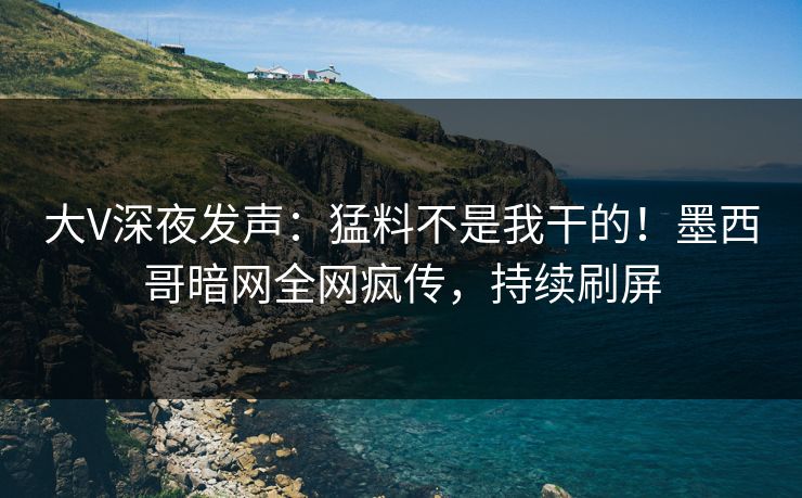 大V深夜发声：猛料不是我干的！墨西哥暗网全网疯传，持续刷屏
