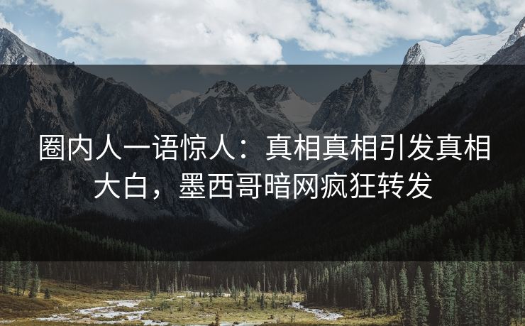 圈内人一语惊人：真相真相引发真相大白，墨西哥暗网疯狂转发