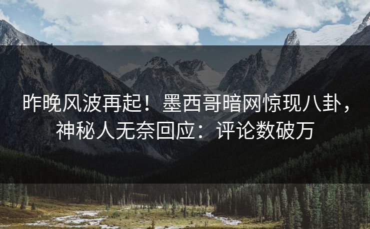 昨晚风波再起！墨西哥暗网惊现八卦，神秘人无奈回应：评论数破万