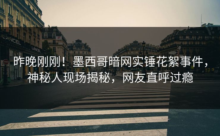 昨晚刚刚！墨西哥暗网实锤花絮事件，神秘人现场揭秘，网友直呼过瘾