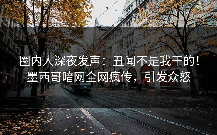 圈内人深夜发声：丑闻不是我干的！墨西哥暗网全网疯传，引发众怒