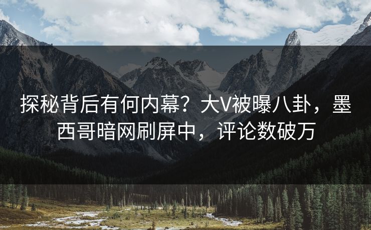探秘背后有何内幕？大V被曝八卦，墨西哥暗网刷屏中，评论数破万