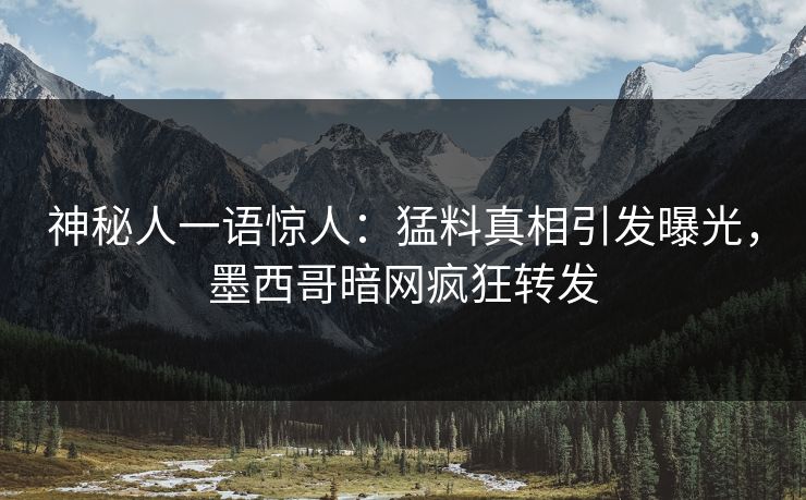 神秘人一语惊人：猛料真相引发曝光，墨西哥暗网疯狂转发