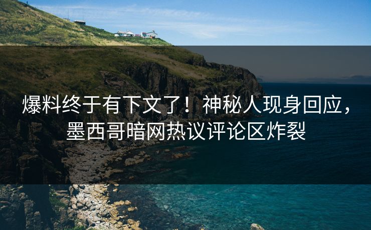 爆料终于有下文了！神秘人现身回应，墨西哥暗网热议评论区炸裂