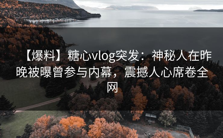 【爆料】糖心vlog突发：神秘人在昨晚被曝曾参与内幕，震撼人心席卷全网